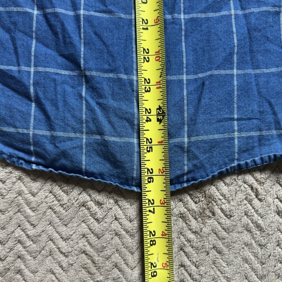 A New Day Woman's XS Blue Long Sleeve Button Up Shirt Collared Windowpane - Picture 6 of 6